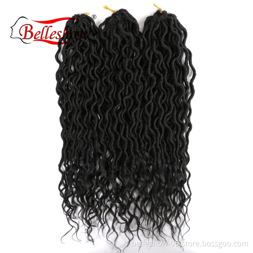 Hot sell wholesale 24 stands crochet braid hair faux locs with curly ends wavy faux locs crochet goddess faux locs